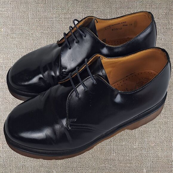 Dr. Martens Vintage 90s Black Leather Oxfords UK Made US 10 Punk Style Original main image 16